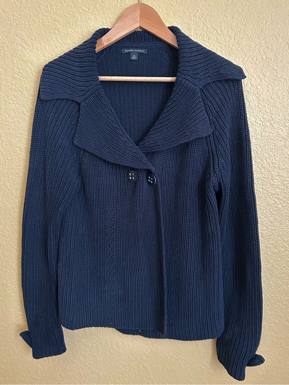 Banana Republic Navy Ribbed Knit Cotton Cardigan